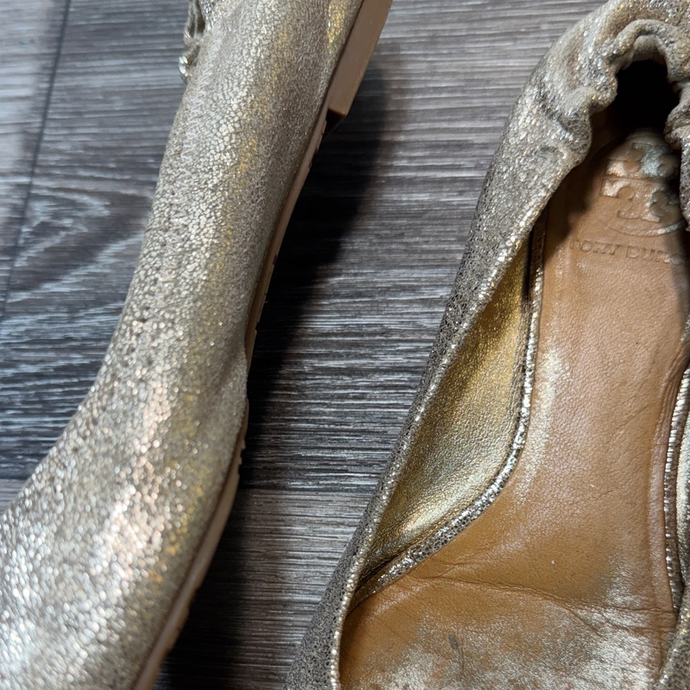 Tory Burch Metallic gold flats woman’s 7.5 (s86) - Picture 5 of 9